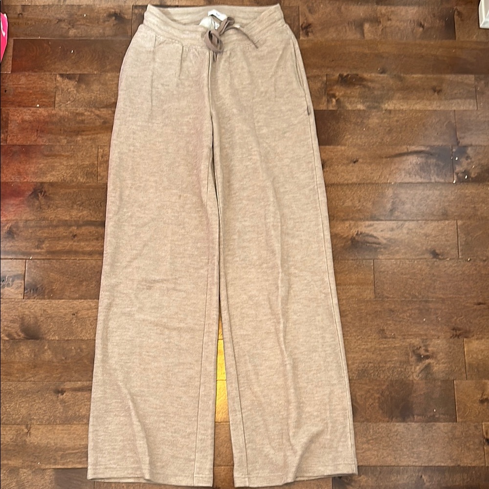 Casual Tan Wide-Leg Pants